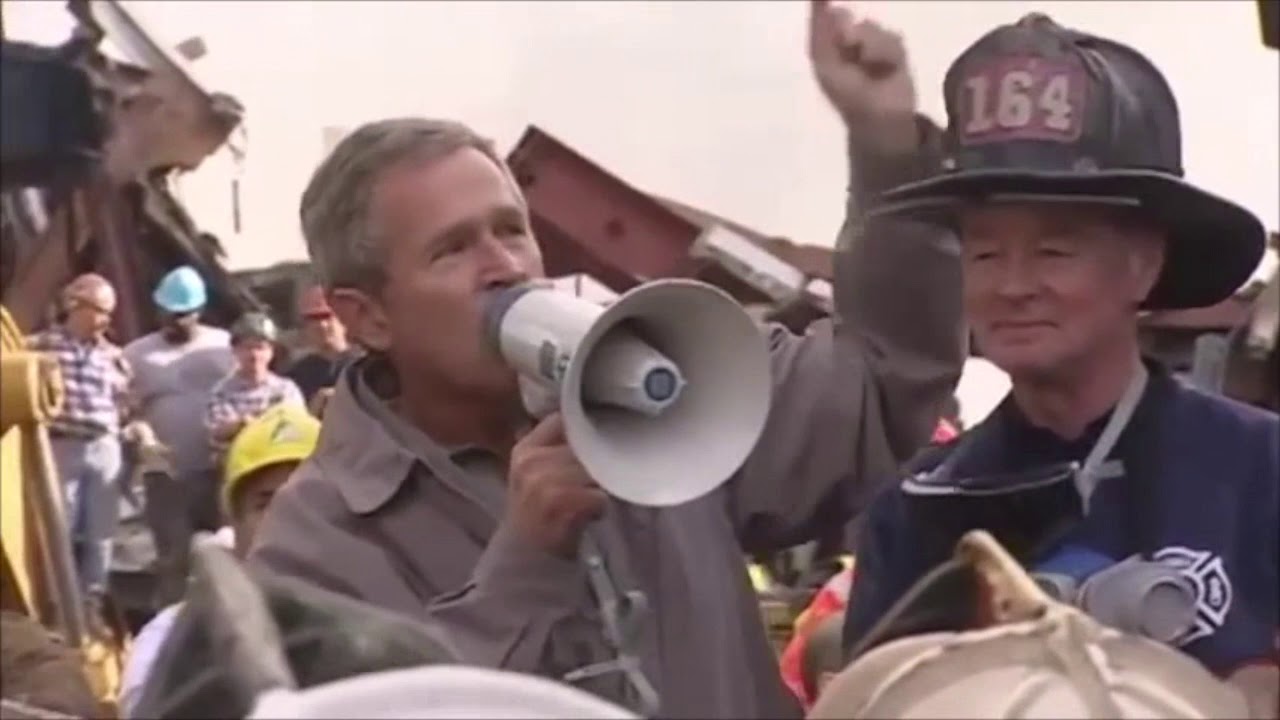 George W. Bush delivering his Bullhorn Speech from Ground Zero.